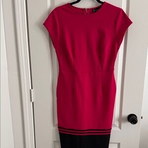 New York & Company Pink and Black Midi Dress